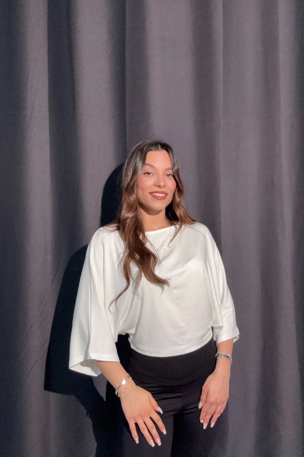 Yarasa Kol Beyaz Tişört