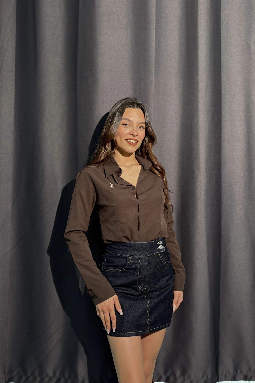 İçi Şortlu Kot Etek