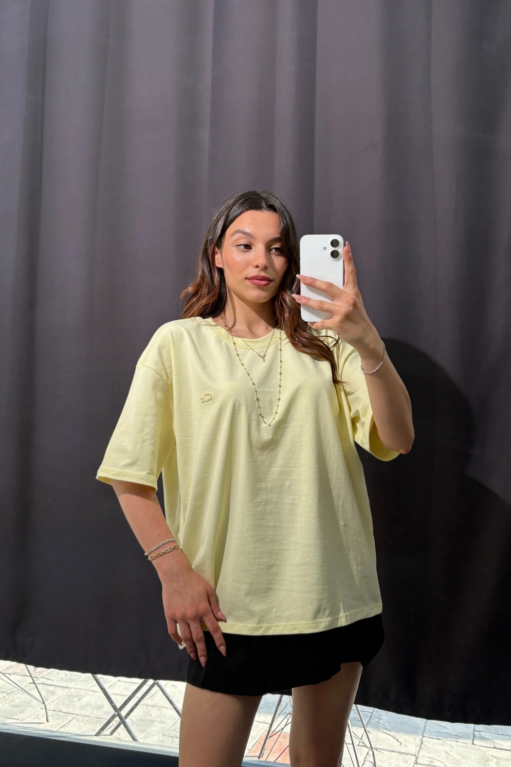 Sarı Oversize Düz Tişört