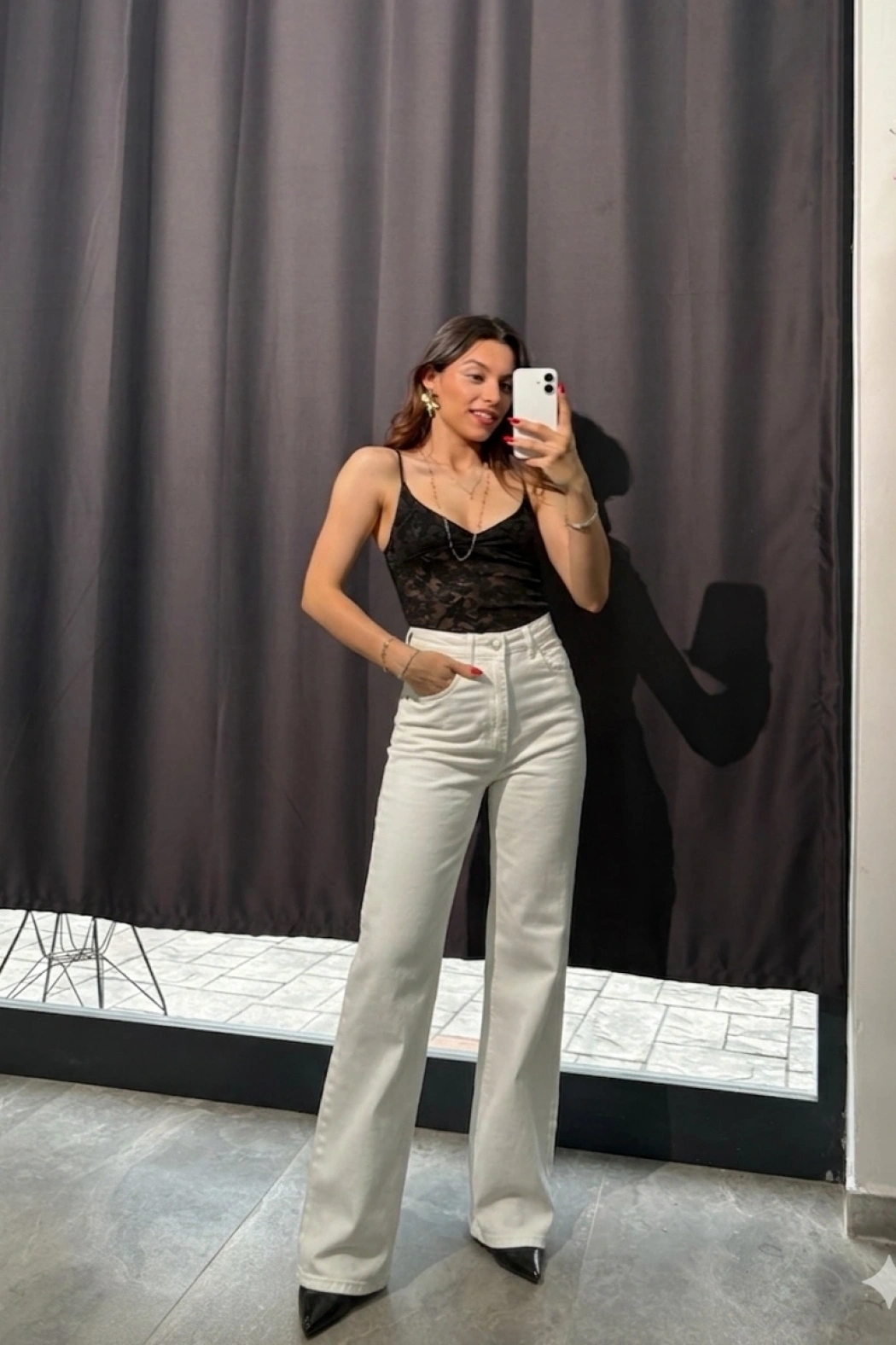 Ekstra Yüksel Bel Premium Jean Beyaz