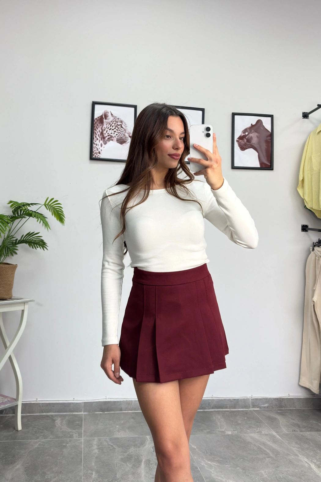 Pens Detay Bordo Şort Etek
