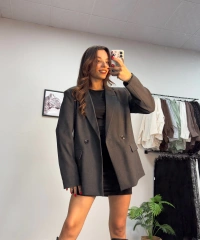 Füme Düğmeli Blazer Ceket