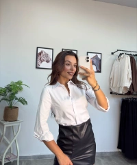 Karol Dar Kalıp Likralı Beyaz Gömlek