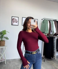 Oysho Parmak Geçmeli Bordo Body