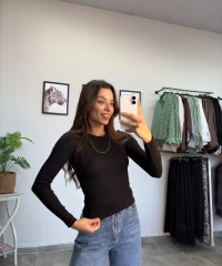 Siyah Fitilli Uzun Kol Body