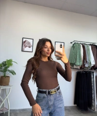 Kahverengi Fitilli Uzun Kol Body