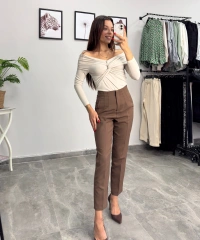 Flatolu Kahverengi Pantolon