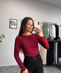 Bordo Sırt Dekolte Crop