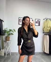 Orijinal Marka Siyah Saten Elbise