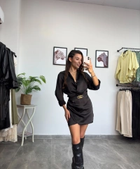 Orijinal Marka Siyah Saten Elbise