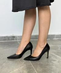 Özel Üretim Suni Deri Siyah Stiletto