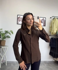 Kahverengi Dar Kesim Gömlek