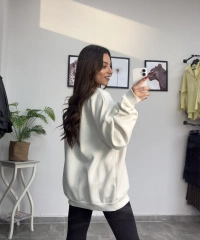 Orijinal Marka Beyaz Şardonlu Sweatshirt