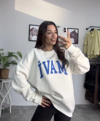 Orijinal Marka Beyaz Şardonlu Sweatshirt