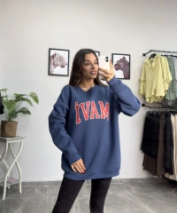 Orijinal Marka Mavi Şardonlu Sweatshirt