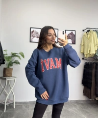 Orijinal Marka Mavi Şardonlu Sweatshirt