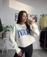 Orijinal Marka Beyaz Şardonlu Sweatshirt