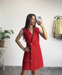 Orijinal Marka Kırmızı Ceket Elbise