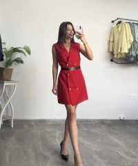 Orijinal Marka Kırmızı Ceket Elbise