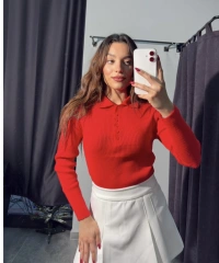 Polo Yaka Kırmızı Triko Body