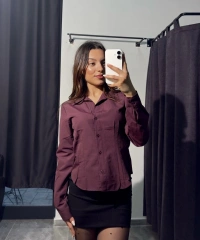 Bordo Dar Kalıp Gömlek