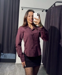 Bordo Dar Kalıp Gömlek