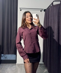 Bordo Dar Kalıp Gömlek