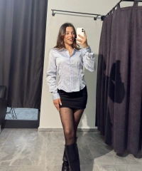 Mavi Çizgili Dar Kalıp Gömlek