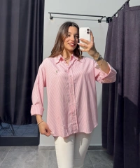 Pembe Çizgili Polo Gömlek