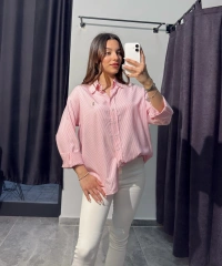 Pembe Çizgili Polo Gömlek