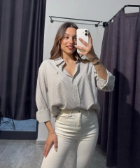 Gri Çizgili Polo Gömlek