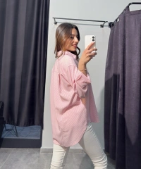 Pembe Çizgili Polo Gömlek