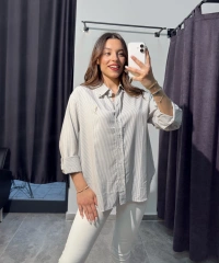 Gri Çizgili Polo Gömlek