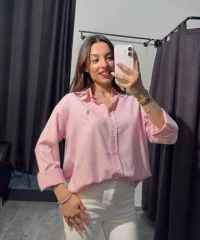 Pembe Çizgili Polo Gömlek