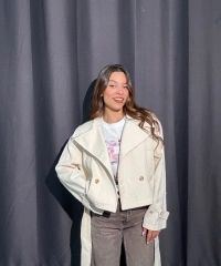 Kuşaklı Kısa Bej Trençkot