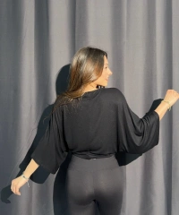 Yarasa Kol Siyah Tişört