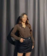 İçi Şortlu Kot Etek