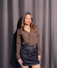 İçi Şortlu Kot Etek