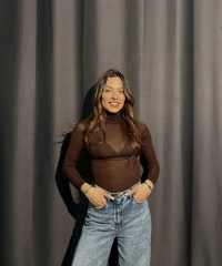 Boğazlı Transparan Kahverengi Kaşmir Body