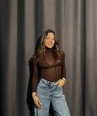 Boğazlı Transparan Kahverengi Kaşmir Body