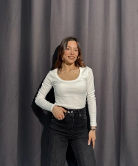 U Yaka Fitilli Beyaz Body