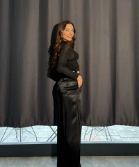 Siyah Salaş Saten Pantolon