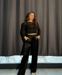 Siyah Salaş Saten Pantolon