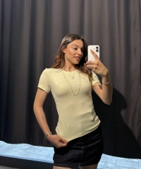 Bisiklet Yaka Basic Sarı Body