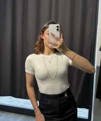 Bisiklet Yaka Basic Beyaz Body