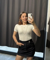 Bisiklet Yaka Basic Beyaz Body