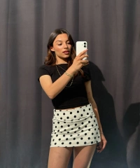 Mini Puantiyeli Şortlu Etek
