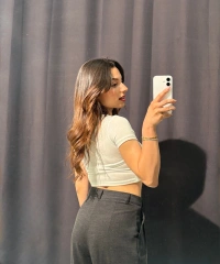 Bisiklet Yaka Basic Beyaz Crop