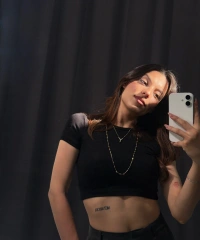 Bisiklet Yaka Basic Siyah Crop