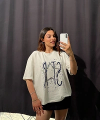 Star Oversize Beyaz Tişört